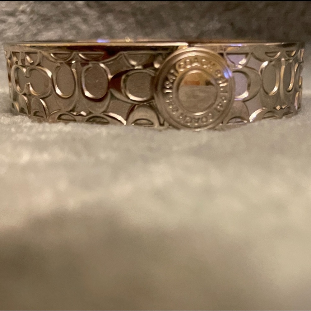 Authentic Coach signature Silver Hinge Bangle